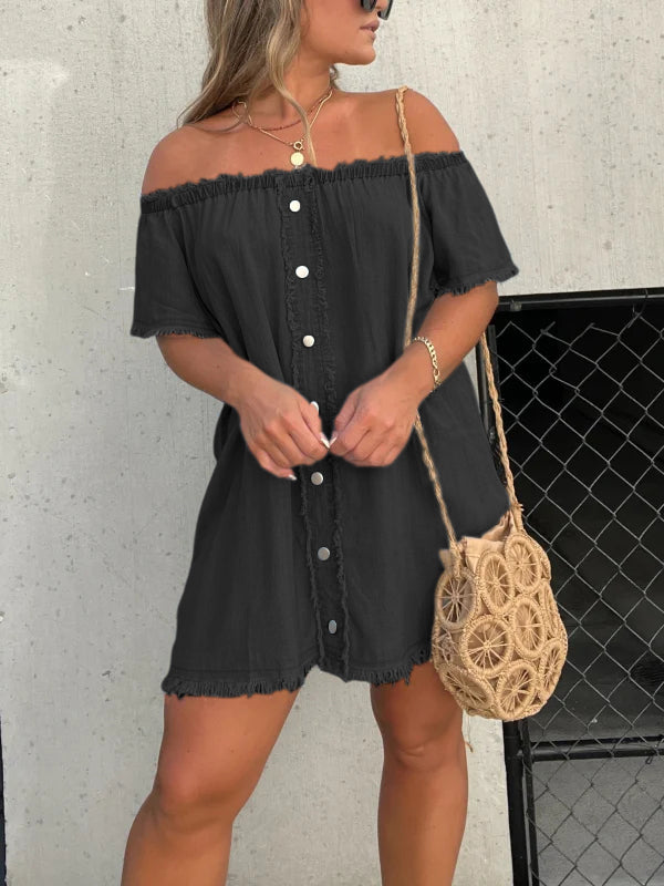 🔥HOT SALE💝Short Sleeve Casual Denim Dress（50% OFF）