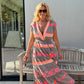 🔥Hot Sale 50% OFF💕Women's Loose V-Neck Vintage Stripe Pattern Sleeveless Dress