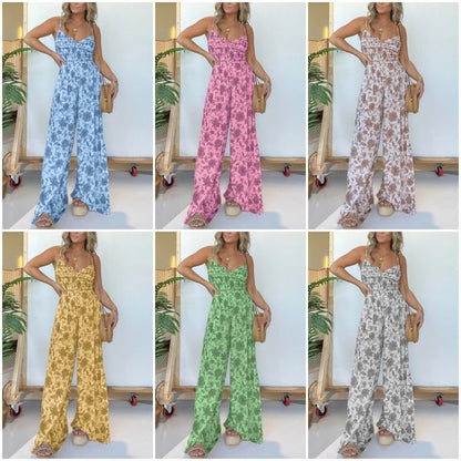 🔥Hot Sale 49% OFF🔥Floral Suspender Wide-Leg Jumpsuit