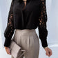 Women's long-sleeved shirt with hollow out lace