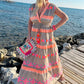 🔥Hot Sale 50% OFF💕Women's Loose V-Neck Vintage Stripe Pattern Sleeveless Dress