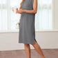 💕Limited Sale 50% OFF💕Women Round Neck Loose Split Wrinkle-Free Midi Dress with Pockets
