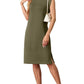💕Limited Sale 50% OFF💕Women Round Neck Loose Split Wrinkle-Free Midi Dress with Pockets