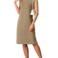 💕Limited Sale 50% OFF💕Women Round Neck Loose Split Wrinkle-Free Midi Dress with Pockets