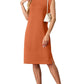 💕Limited Sale 50% OFF💕Women Round Neck Loose Split Wrinkle-Free Midi Dress with Pockets