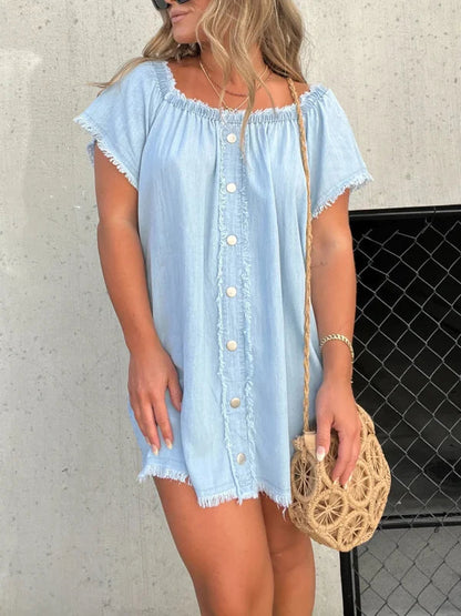 🔥HOT SALE💝Short Sleeve Casual Denim Dress（50% OFF）