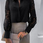 Women's long-sleeved shirt with hollow out lace