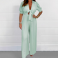 💃Draped pleated × simple solid color jumpsuit set