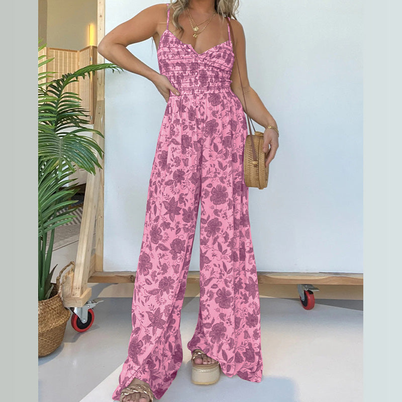 🔥Hot Sale 49% OFF🔥Floral Suspender Wide-Leg Jumpsuit