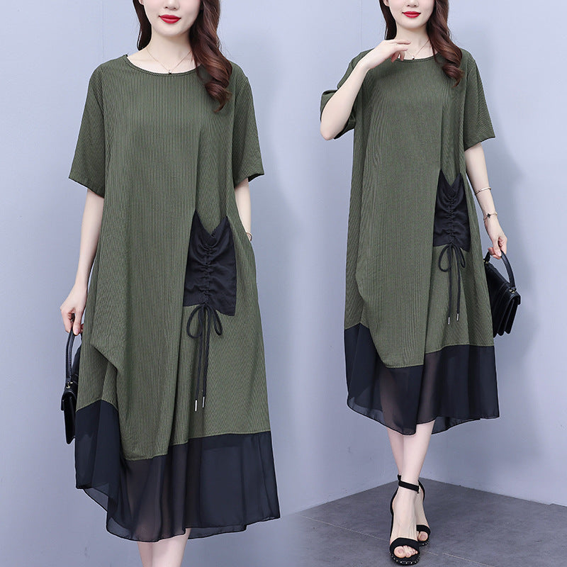 Women's Round Neck Patchwork Loose Dress（50% OFF）