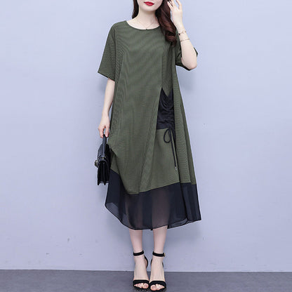 Women's Round Neck Patchwork Loose Dress（50% OFF）