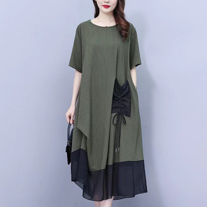 Women's Round Neck Patchwork Loose Dress（50% OFF）