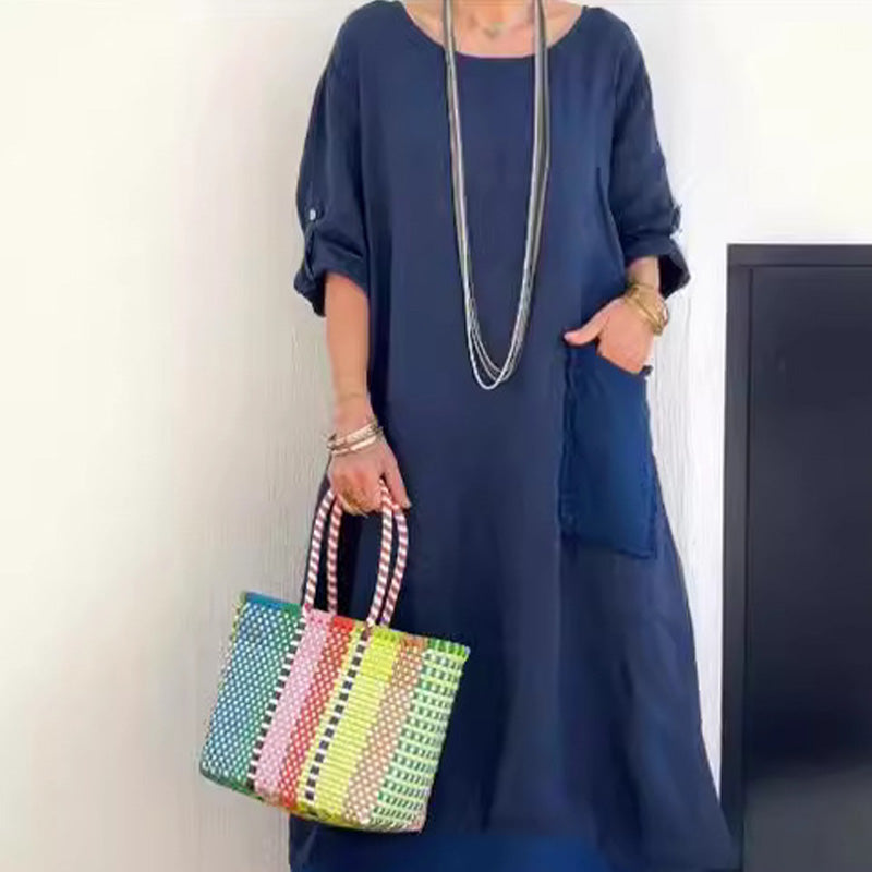 💕HOT SALE 50% OFF 💕Cotton and Linen Patchwork Long Dress