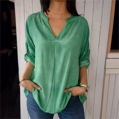 🔥BUY 2 GET 10% OFF💝Casual Breathable Solid Color V-Neck Top