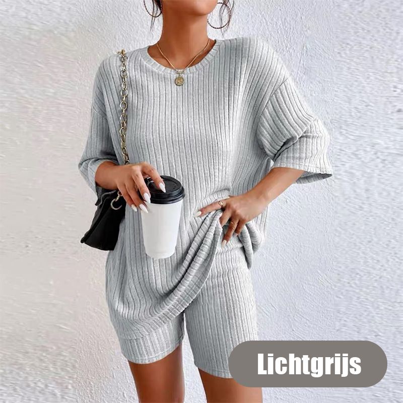 🎉Limited time offer 49% OFF💖Women's Rib Knit T-shirt and Shorts Casual 2-piece Set