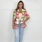 Women's Fashion Open Front Printed Lapel Jacket