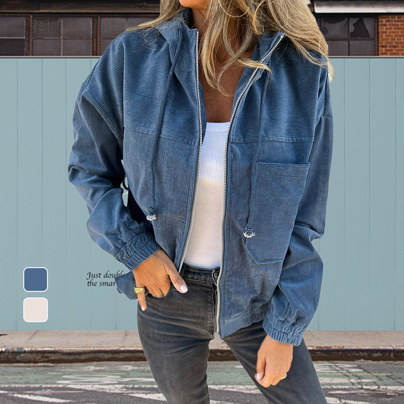 Women's Casual Lapel Hooded Jacket