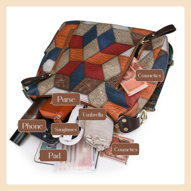 Women’s Patchwork Shoulder Bag with Large Capacity