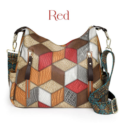 Women’s Patchwork Shoulder Bag with Large Capacity