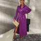 Women’s Trendy Long Sleeve Tie Waist Side Slit Dress