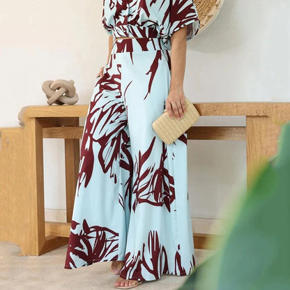 Women’s Printed Top & Wide Leg Pants Set