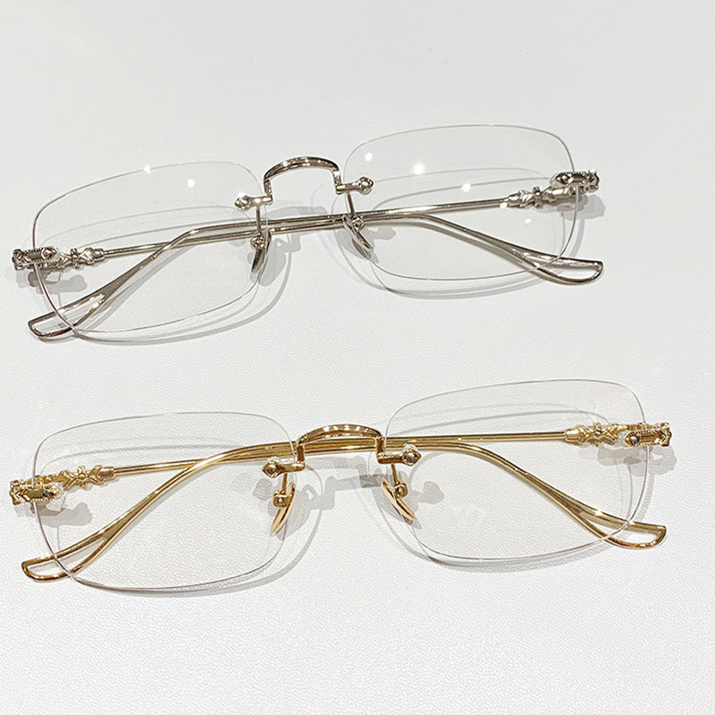 Anti Blue Light Rimless Trimming Presbyopic Glasses for Men and Women