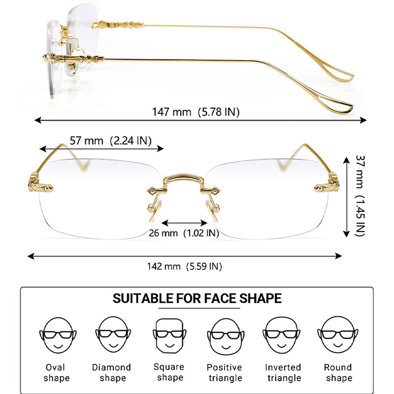 Anti Blue Light Rimless Trimming Presbyopic Glasses for Men and Women