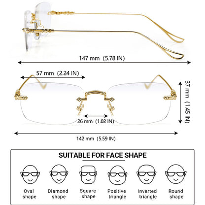 Anti Blue Light Rimless Trimming Presbyopic Glasses for Men and Women