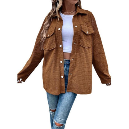 Women's Waffle Knit Button down Shirt Jacket