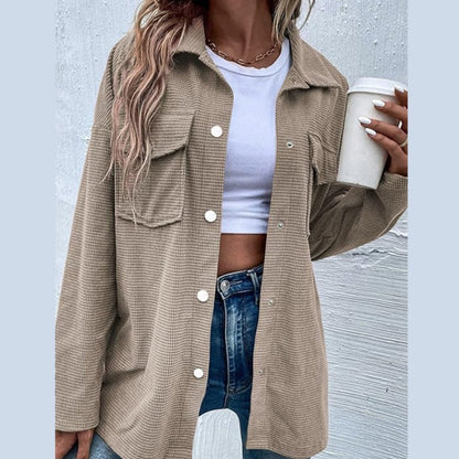 Women's Waffle Knit Button down Shirt Jacket