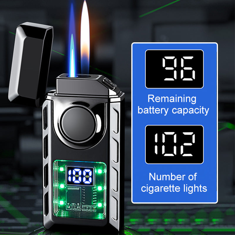 Multi-Functional Dual Flame Lighter with Colored Lights