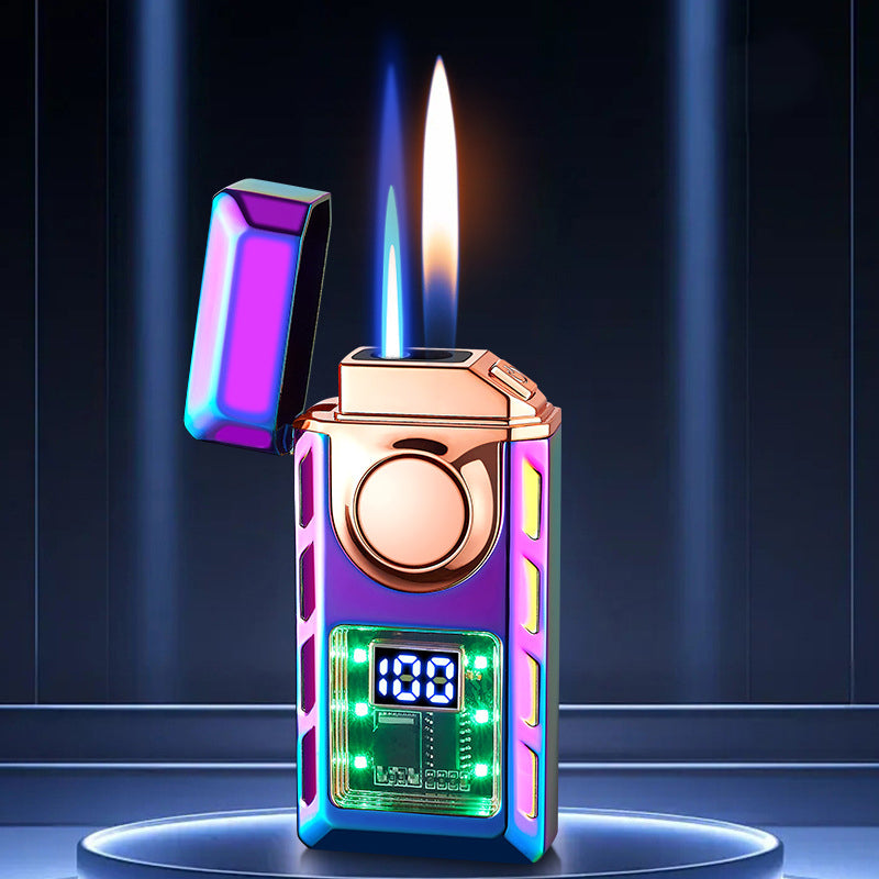 Multi-Functional Dual Flame Lighter with Colored Lights