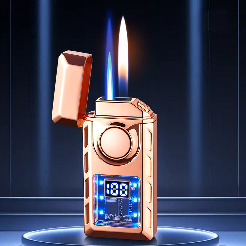 Multi-Functional Dual Flame Lighter with Colored Lights