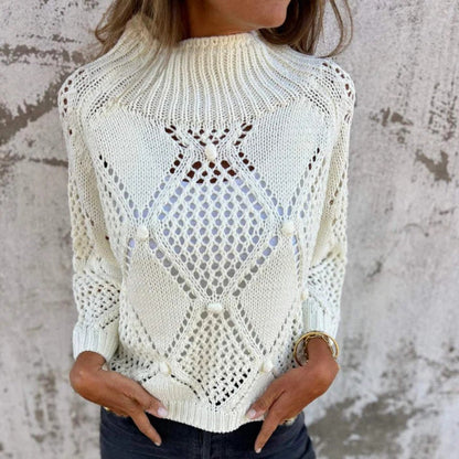 Hollow-out Knitted Round Neck Sweater