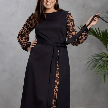 Women’s Elegant Long-Sleeve Dress with Print Details