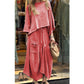 Women's Casual Round Neck Top and Loose-Fitting Skirt 2-piece Suit