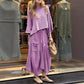 Women's Casual Round Neck Top and Loose-Fitting Skirt 2-piece Suit