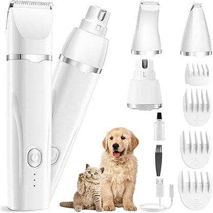 4-in-1 Quiet Hair Trimmers Nail Grinding Set for Pets