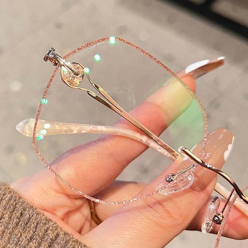 Women's Synthetic Diamonds Rimless Anti Blue Light Glasses