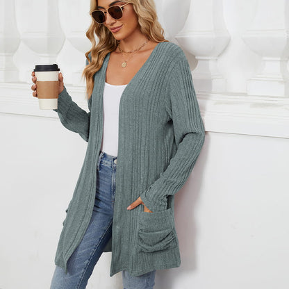 Women's Casual Knit Long-Sleeve Open Front Coat