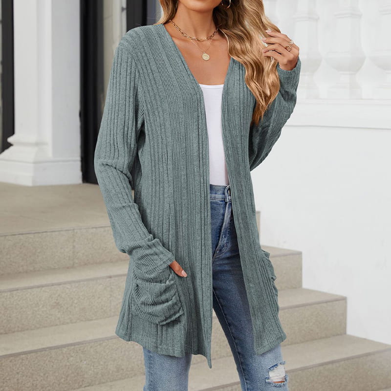 Women's Casual Knit Long-Sleeve Open Front Coat