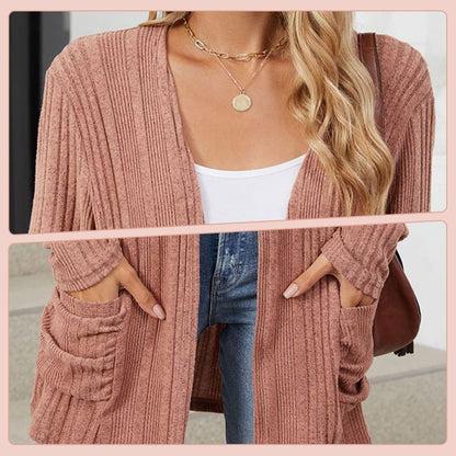 Women's Casual Knit Long-Sleeve Open Front Coat