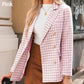Plaid Tweed Blazer Jacket for Women