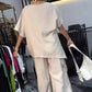Women's Round Neck T-Shirt and Trousers Two-Piece Suit