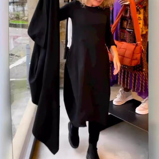 ✨️54% off✨️Solid Color Round Neck Long Sleeve Dress