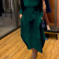 ✨️54% off✨️Solid Color Round Neck Long Sleeve Dress