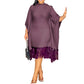 Women's Plus Size Sequin Fringe Midi Dress with Batwing Sleeves