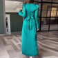 Women's Elegant Maxi Dress with Waist Tie Belt