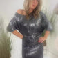Women's Sequin Nightclub Evening Dress with Sleeves