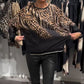 Casual Loose Round Neck Leopard Print Top